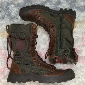 Palladium Brown and Green Boots